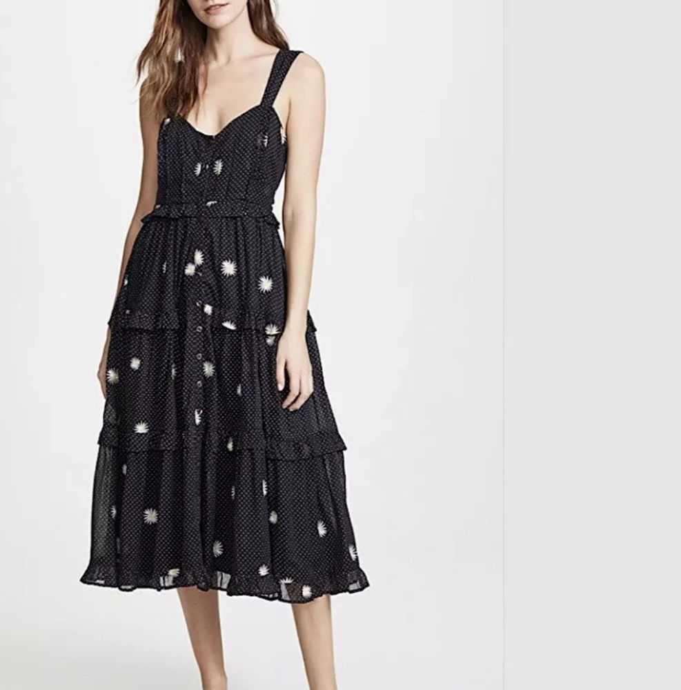 Free People Daisy Chain Embroidered Midi Dress XS